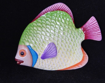 Vintage colorful fish figurine by E Alvarez Tonala Mexico