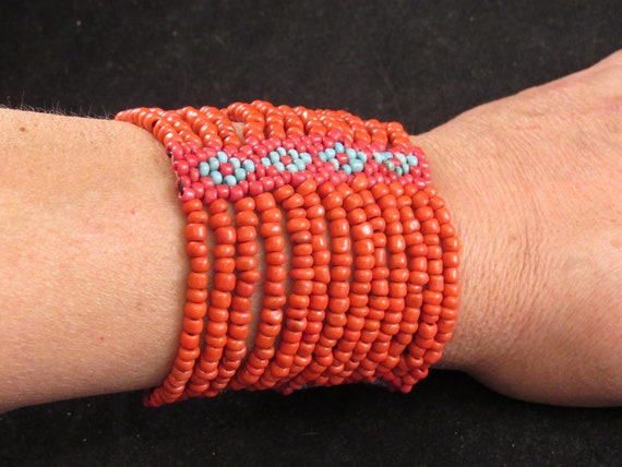 Red coral bracelet with beads - image 4