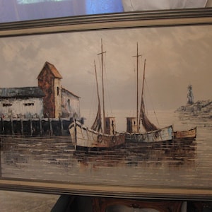 Original oil painting of a ship/boat
