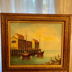 Original oil painting of a ship/boat