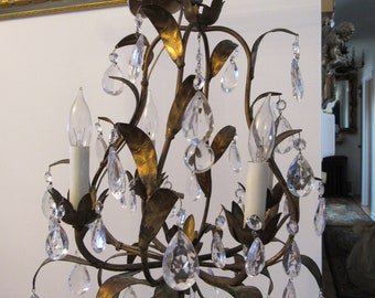 Vintage chandelier with crystals made in Spain