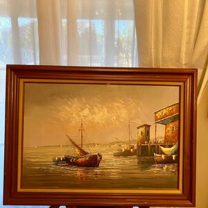 Original oil painting of a ship/boat