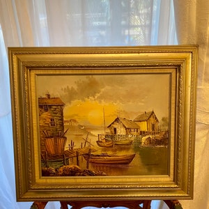 Original oil painting of a ship/boat