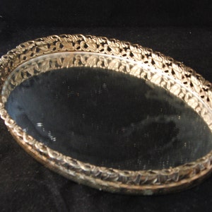 Vintage Victorian style metal mirror tray/vanity