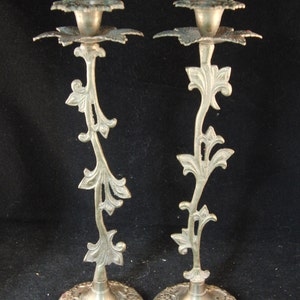 Vintage brass candle holders with flowers2 candle holders. image 1