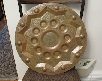 Large decorative copper serving tray