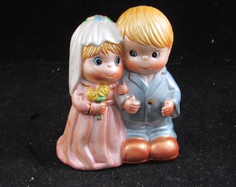 Vintage  wedding cake topper bride and groom