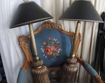 Vintage Art Deco style lamps with black shades (2 lamps)