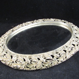 Vintage Victorian style metal mirror tray/vanity