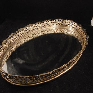 Vintage Victorian style metal mirror tray/vanity