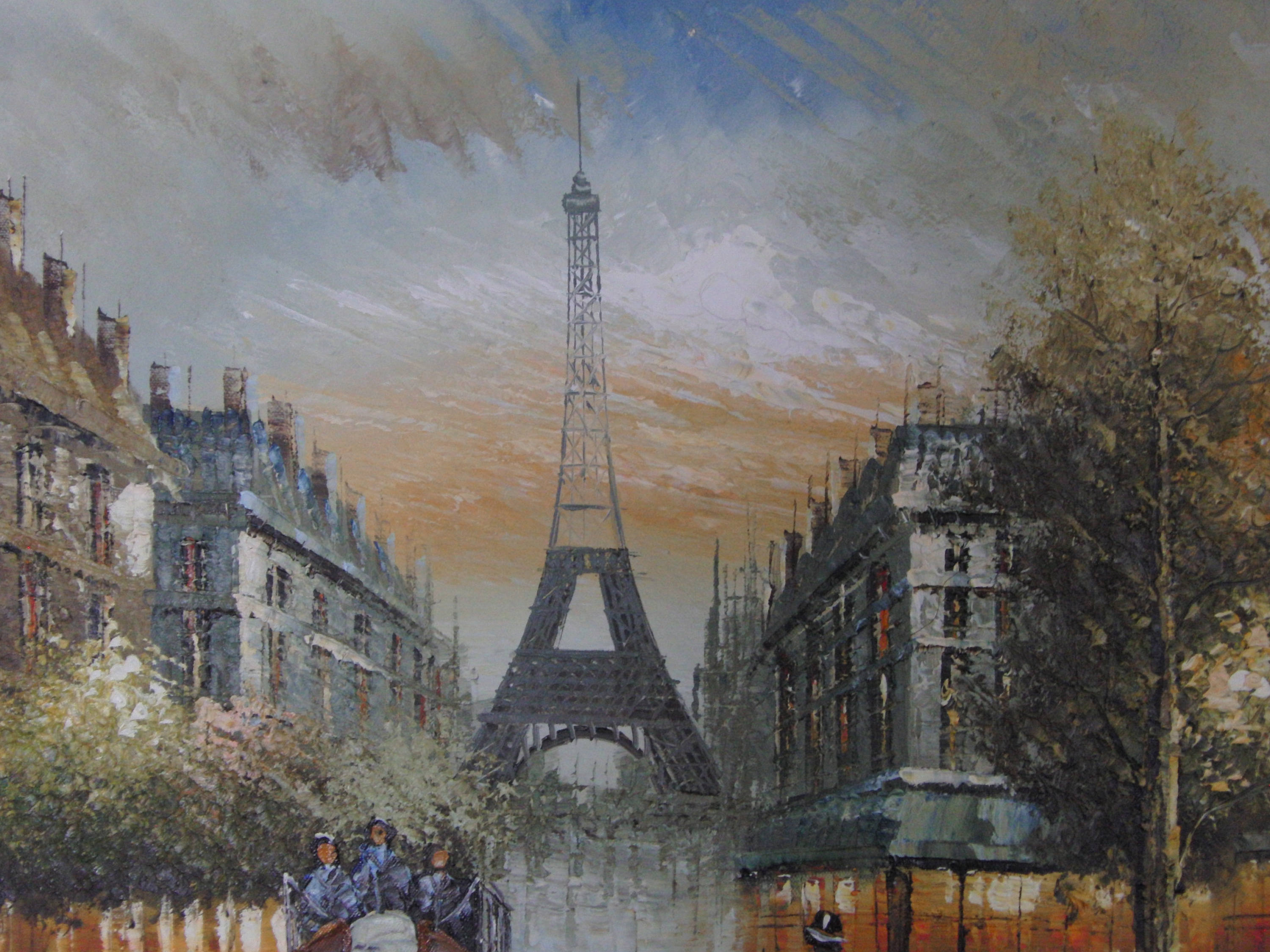 Vintage Original Oil on Canvas Painting of Eiffel Tower Paris City - Etsy