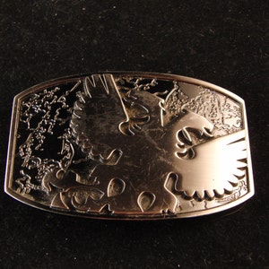 Vintage metal belt buckle with eagle