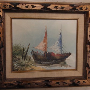 Original oil painting of a ship/boat