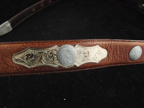 Al Beres Brown Leather Belt. Genuine Leather. Vintage. Vintage Al Beres USA Western Belt Genuine Leather Sterling  main image 4