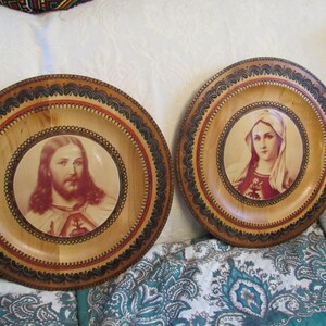 Vintage Madonna and Jesus icons (2 icons) on wood