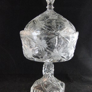 Vintage crystal candy bowl with cover