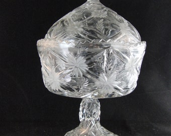 Vintage crystal candy bowl with cover