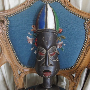 Large wooden carved mask handcrafted in Ghana