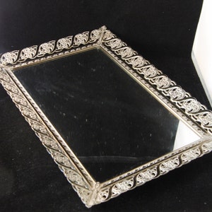 Vintage Victorian style metal mirror tray/vanity