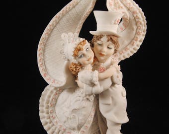 Vintage wedding cake topper bride and groom Made in Italy