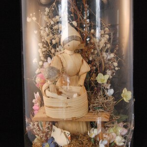 Vintage Victorian style decorating dome with mother and child  figurine