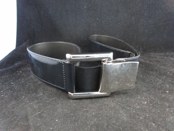Doncaster Black Genuine Leather Belt With Silver X Buckle Made In Italy Size M Noir - Classic Black Italian Leather Belt With Silver Buckle  main image 4