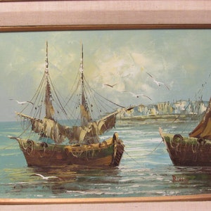 Original oil painting of a ship/boat