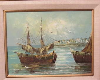 Original oil painting of a ship/boat