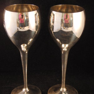 Metal wine glasses two glasses by Kirk Steiff silver-plated