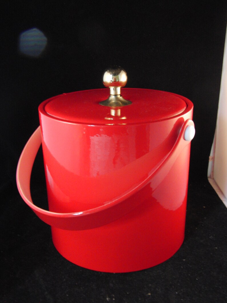 Vintage red ice bucket by Kraftware Etsy