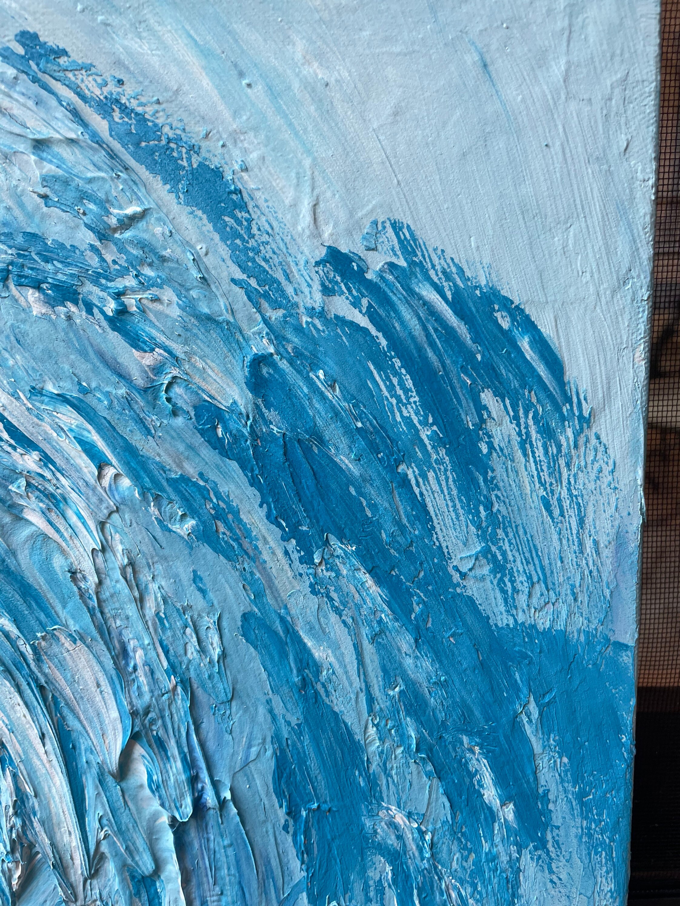 Ocean Wave Painting, Blue Abstract on Canvas, Original Wall Art ...