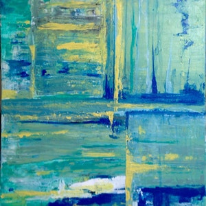 Abstract in Blues, abstract canvas wall decor, original wall painting, painting in blues and greens, hand painted wall art