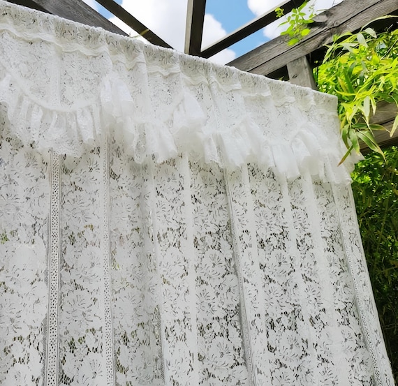 Handmade Victorian Lace Curtain Panel: Shabby Chic French Country