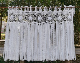 Cortina de encaje bohemio hecha a mano: cenefa de ventana victoriana de estilo shabby chic