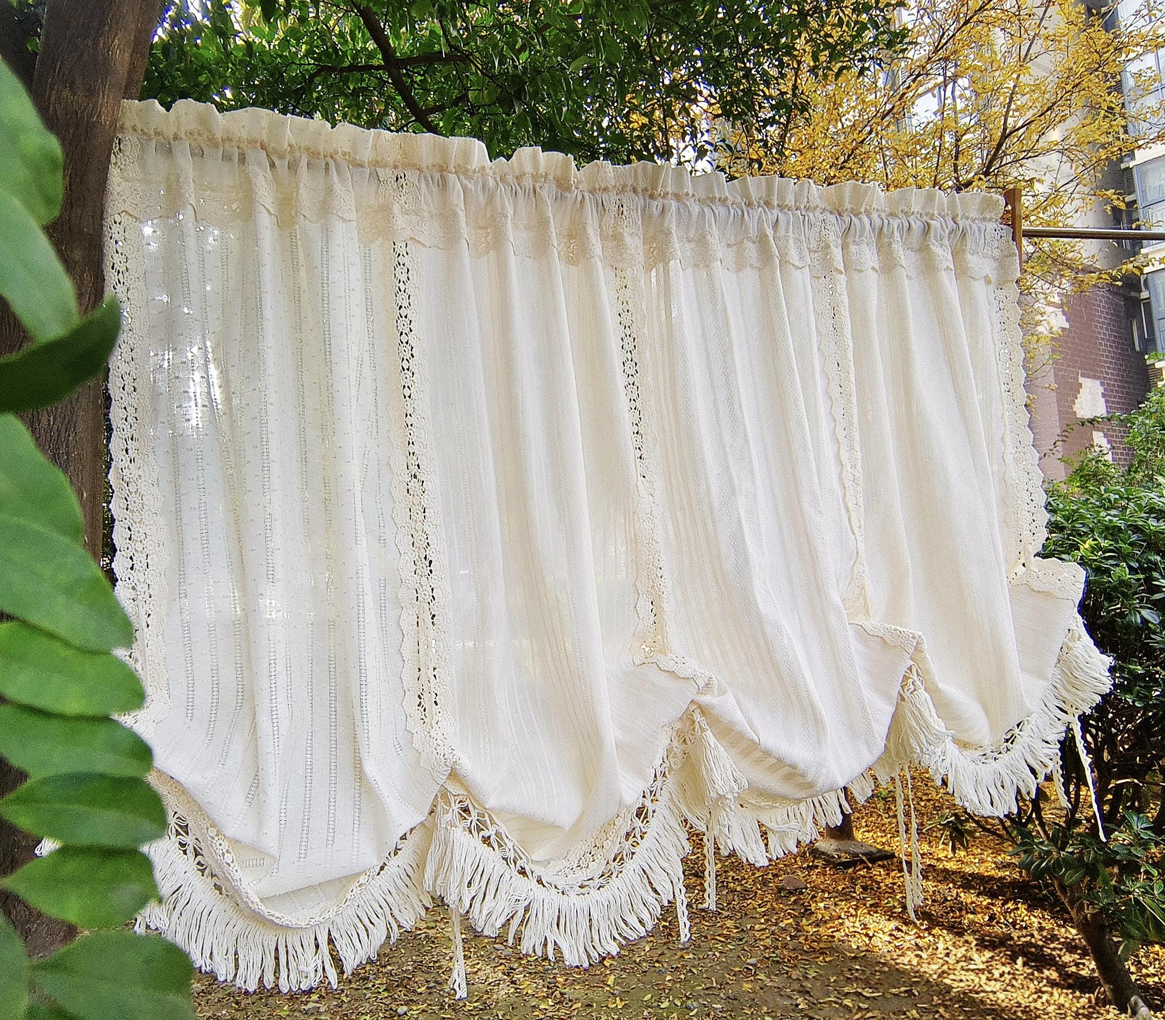 Shabby Chic Cottagecore Tie Up Curtai...