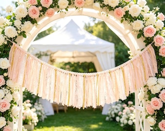 Handmade Shabby Chic Lace Garland, Earth Tones Sage Peach, Personalized Custom Color for Wedding Party Baby Shower Nursery Decor