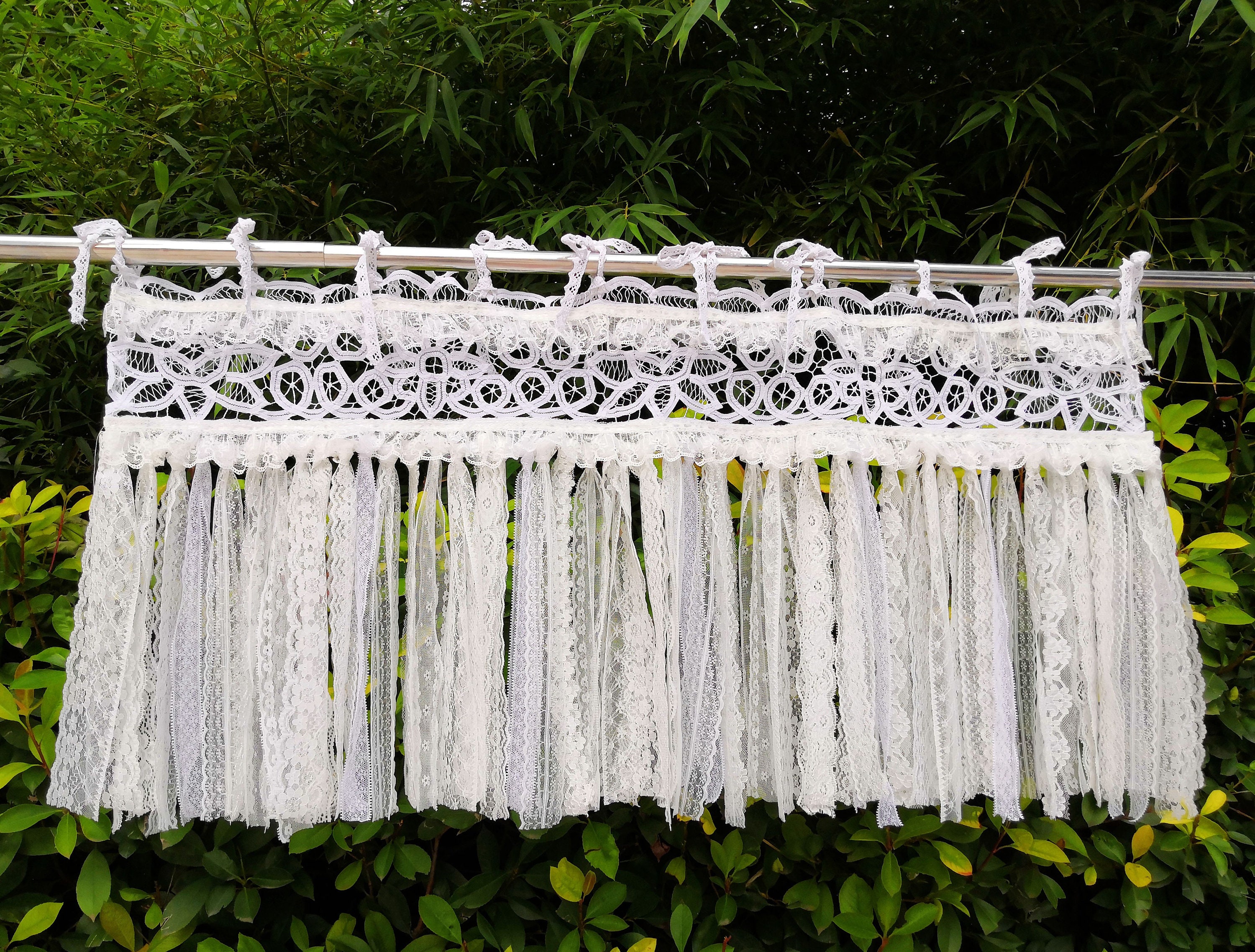 Victorian Cottagebattenburg Lace Fringed Window Curtain | Etsy