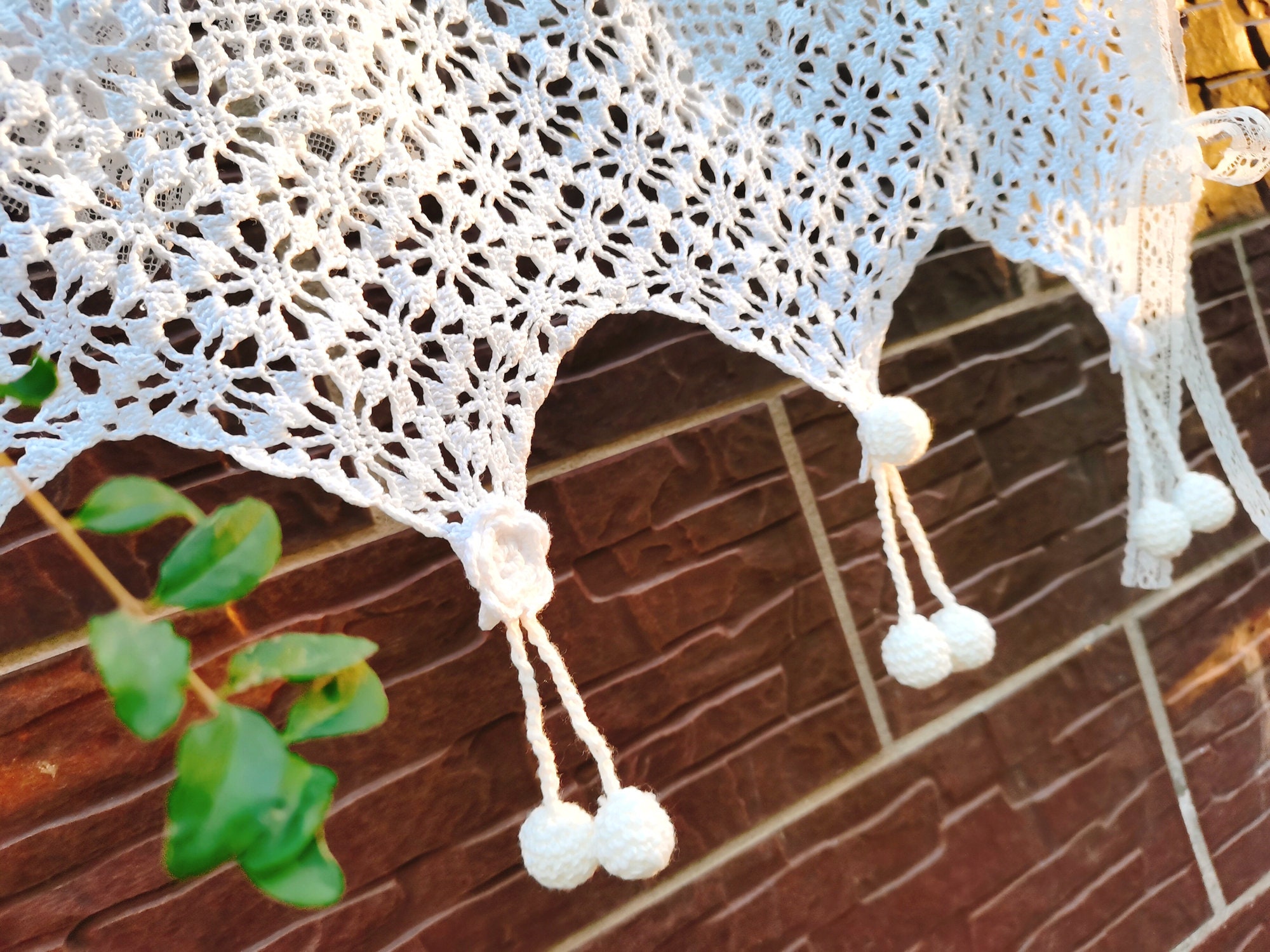 Cantonnière Blanche Dentelle Style Shabby Chic - Faite Main, Monogrammes, Vintage