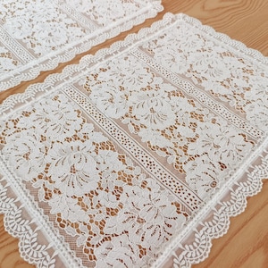 Victorian Elegance~ Vintage Style White Lace Table Placemat Decorative Doily Tray Cloth~ Tea Party Wedding Ceremony~ 12&quot;*18&quot;~ Romantic~