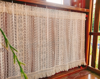 Cenefa de cortina de tul bordado con encaje: estilo victoriano shabby chic