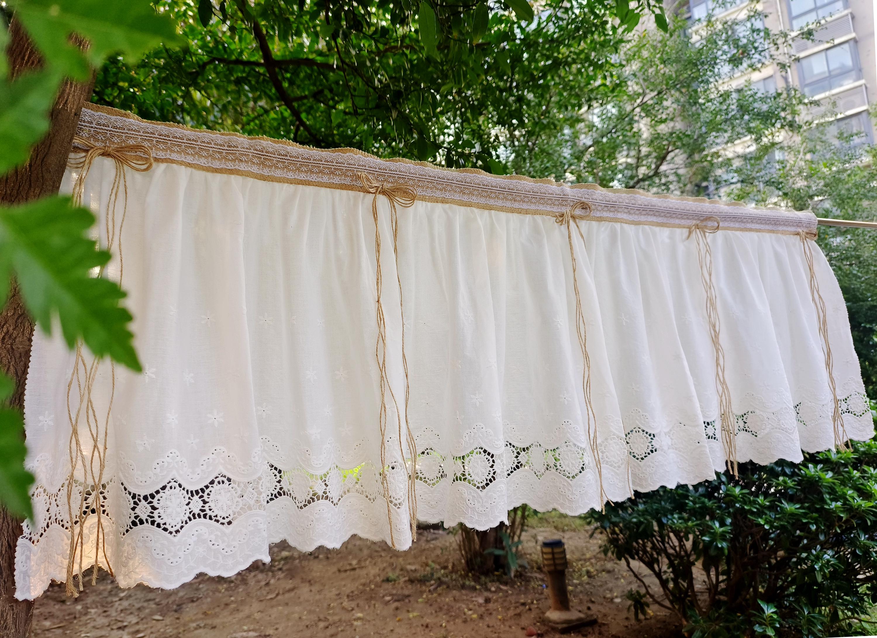 シャビーシックな黄麻布カーテンバランス、フレンチカントリー風