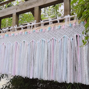 BOHO~SHABBY Crochet Lace Fringed Window Curtain Valance/Cafe Curtain/Lace Garland/Wedding Hanging Backdrop/Baby Shower/BirthdayDecoration~