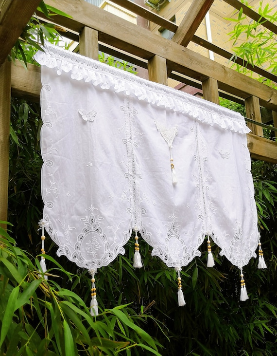 Battenburg Lace Curtain: French Country, Tasseled Wedding Backdrop