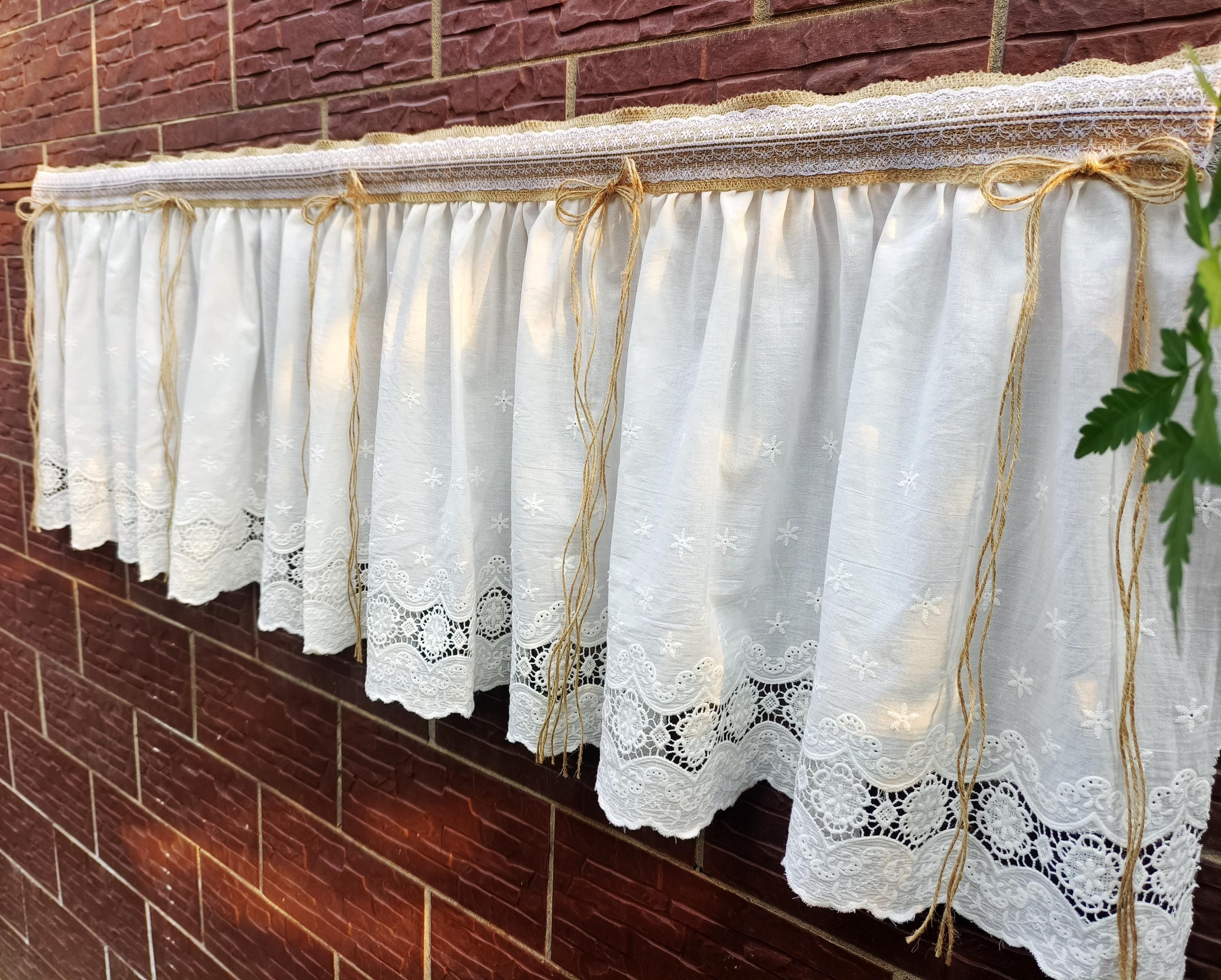 シャビーシックな黄麻布カーテンバランス、フレンチカントリー風