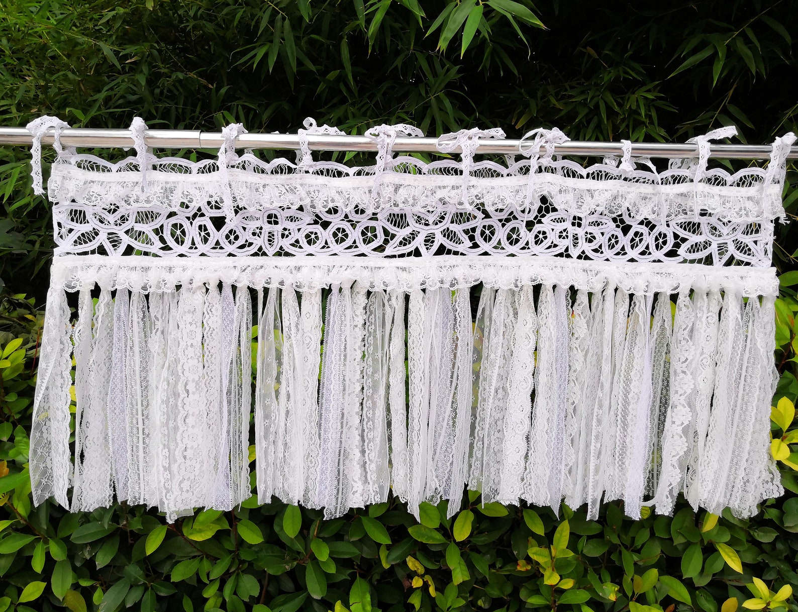 Victorian Cottagebattenburg Lace Fringed Window Curtain | Etsy