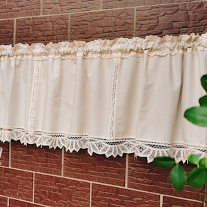 Old Time~Victorian Cottage~Rustic French Country Style Battenburg Lace Window Curtain Valance Kitchen Curtain Cafe Curtain~Beige~