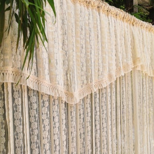 Shabby Chic~Victorian Country Cottage Rustic Curtain Vintage Lace Curtain Panel Modern Farmhouse Backdrop~Beige~Elegance of Old Fashion~~