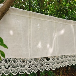 Cortina de ventana elegante victoriana ~ Estilo country francés Rod Top Cortina de lino Cortina de café Cortina de nivel Cortina de cocina ~ Blanco ~ Moda antigua ~