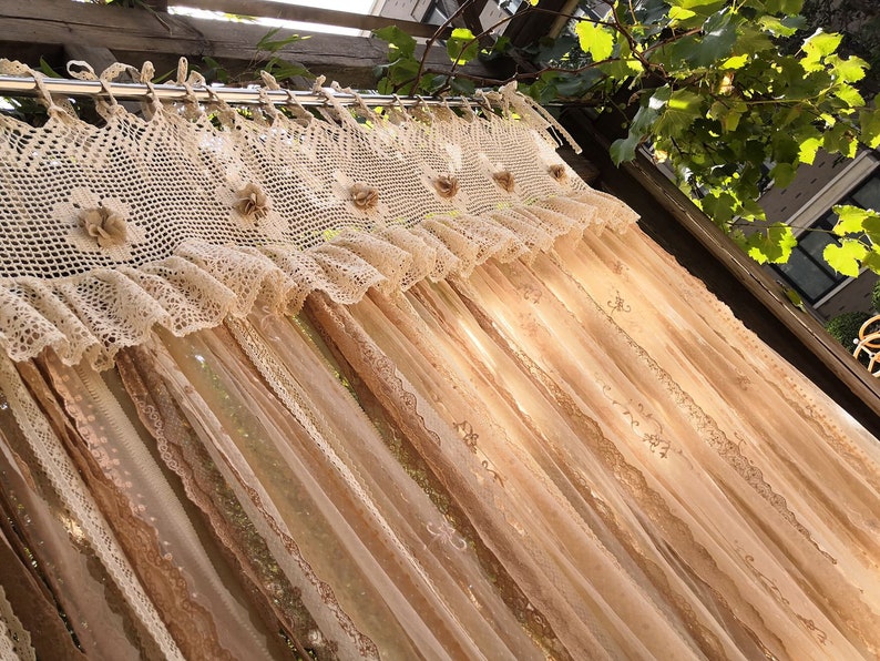 Boho Shabby Chic Rustic Window Lace Curtain Bed Decoration Wall