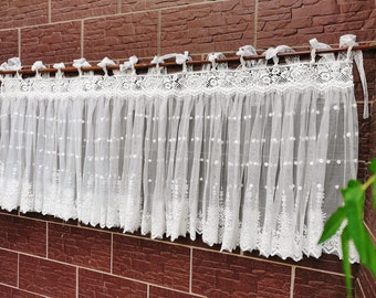 Victorian Elegance~Romantic French Country Style Lace Window Curtain Doorway Curtain Kitchen Curtain Cafe Curtain Privacy Curtain~White~